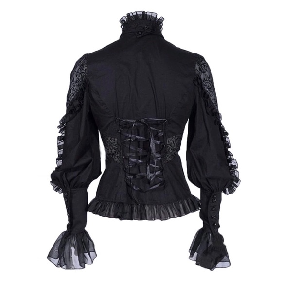 Victorian Lace Detachable Ruffle Collar Top - Picture 2 of 4